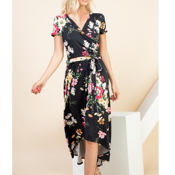Floral Surplice Dress - Picture 3 of 5